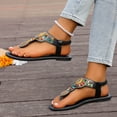 thumbnail image 6 of Summer Sandals for Women Bohemian Footbed Casual Open Toe Slip-On Comfortable Adjustable Ankle Strap Flat Beach Slippers Flip Flops for Vacation Holiday Black, 6 of 7