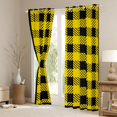 thumbnail image 3 of Manfei Square Buffalo Plaid Curtains Pack of 2 (42x84 Each), Black Yellow Stripes Abstract Curtains Blackout, Chic Vintage Fashion Bedroom Curtains, Living Room Curtains Decor, 3 of 6