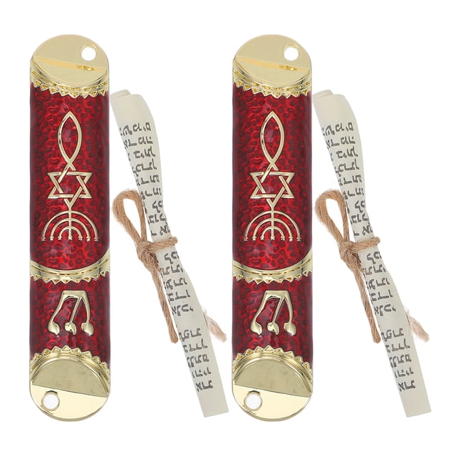 ColoMX 2 juegos Elegante y duradero Exquisito estuche de metal Mezuzah con pergamino kosher para puerta Mitzvá judía y placa de bendición de la casa Decoración tradicional judaica para el hogar