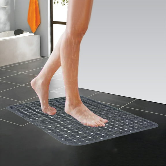 Mecorevxz Non Slip Bath Mat Shower Floor Pad with Massage Dots Waterproof Fast Dry Plastic Bathroom Rug for Tub Security Opposition Fatigue(Gray)