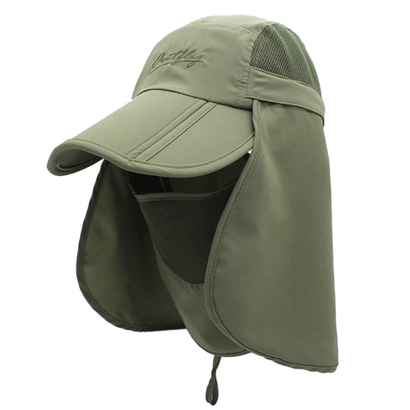 LLmoway Casquettes de Soleil Amovibles Respirantes pour Enfants Été avec Bord Pliable Couvre-Visage Cou Vert Armée