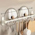 thumbnail image 2 of Wall Mount Utensil Rail Rack Easy Sliding Space Aluminum Kitchen Rail with Hooks for Cookware Spoons, 2 of 14