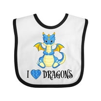 Inktastic I Love Dragons with Cute Blue Dragon Boys or Girls Baby Bib