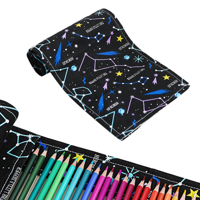 Estuche para lápices Organizador de lápices enrollable para Office Boy 72 hoyos BLESIY caja de lienzo de lona