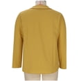thumbnail image 4 of Uootdi Plus Size Linen Long Sleeve Shirts Gift for Women Crewneck 3/4 Sleeve Tops Casual Comfy Solid Color Blouses, 4 of 6