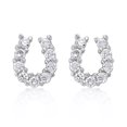 thumbnail image 1 of Boucles d'Oreilles en Forme de Fer à Cheval Plaqué Rhodium avec Ensemble de Broches Rondes en Zircon Cubique Transparent Argenté, 1 of 1