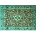 thumbnail image 1 of Ahgly Company Machine Washable Indoor Rectangle Medallion Turquoise Blue Traditional Area Rugs, 7' x 9', 1 of 4