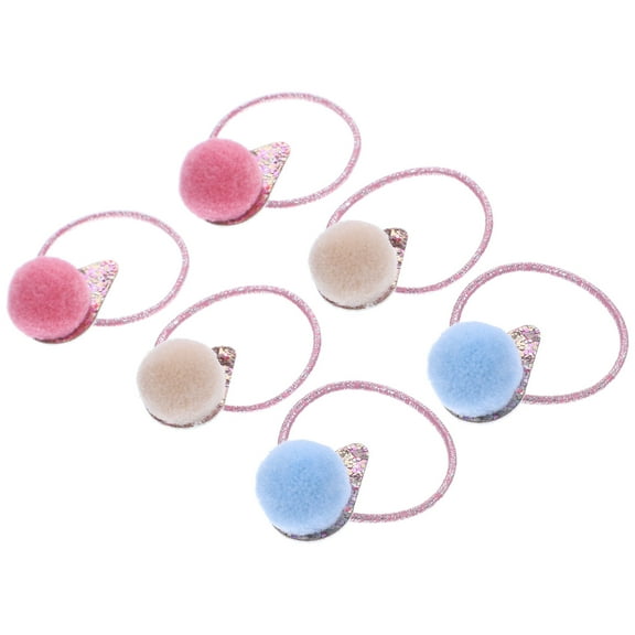 HEMOTON  12 Pcs Pom Human Ponytail Holders Girl Hair Ties Baby Toddler