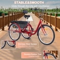 thumbnail image 4 of Jacgood Adult Tricycle 26" Wheels 7-Speed Trike 3 Wheels Trike with Basket and Adjustable Paddle Portable Bicycle for Adults Exercise Shopping Picnic Outdoor Activities,Red, 4 of 7