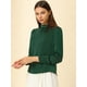 thumbnail image 3 of INSPIRE CHIC Blusa de manga de soplo fruncida plisada con cuello alto drapeado suave sedoso para mujer Verde oscuro XS, 3 of 6