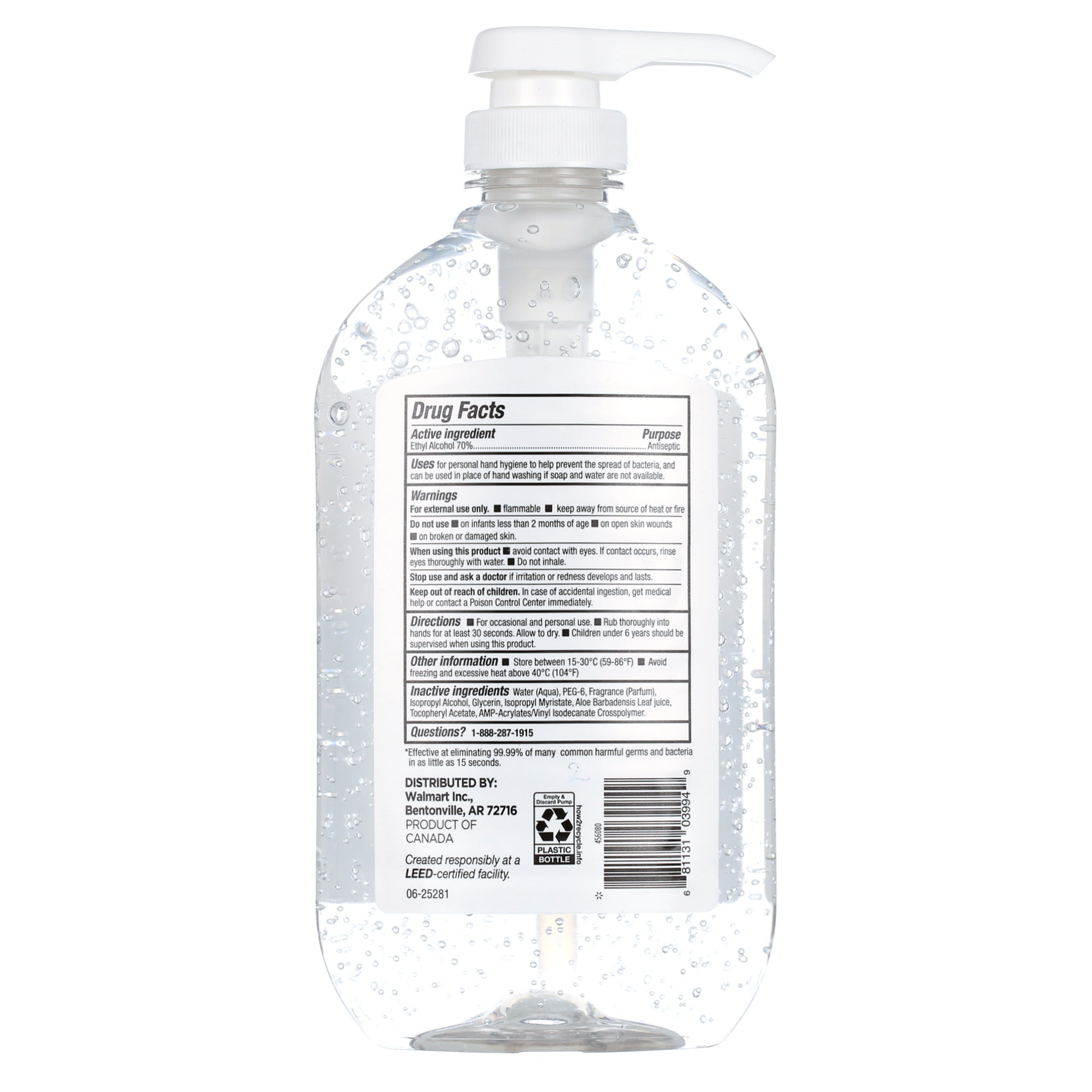 Equate Hand Sanitizer with Vitamin E with Pump, 32 fl oz