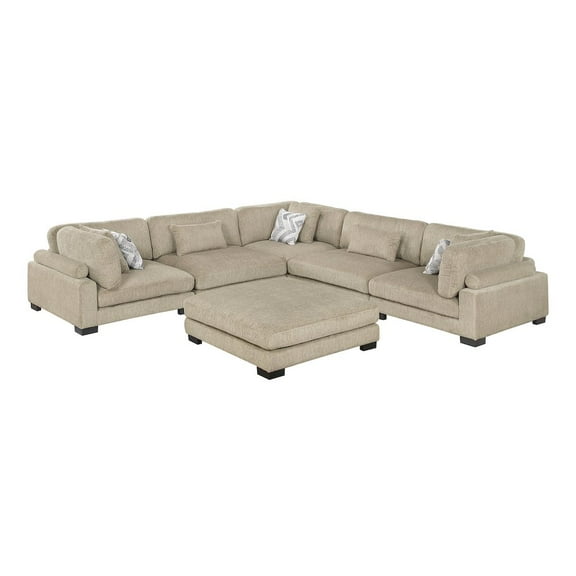 Lexicon Corydon Microfiber 6-Piece Modular Sectional with Ottoman in Brown
