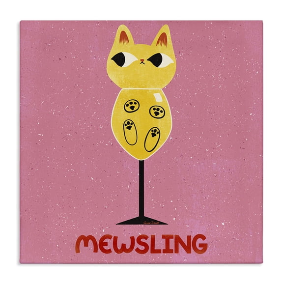 Stupell Industries Mewsling Cat Wine Animals Painting Wrapped Canvas Canvas Art Print Wall Art, 17 x 17