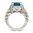 thumbnail image 2 of Sterling Silver Two Tone Silver And Gold Plated Sterling Silver w/London Blue Topaz w/Diamond Ring Size 7, 2 of 6