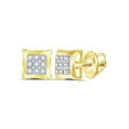 thumbnail image 2 of 10kt Yellow Gold Mens Round Diamond Square Earrings 1/20 Cttw, 2 of 2