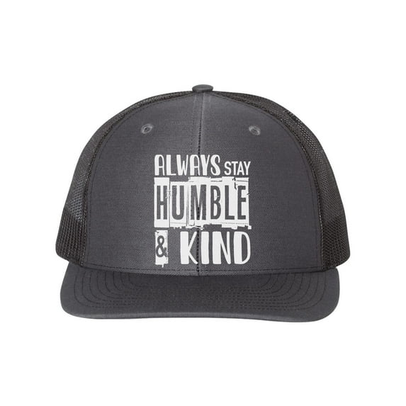 Always Stay Humble & Kind, Humble And Kind, Humble Hat, Be Kind, 10 Different Colors, Adjustable Snapback, Caps, Inspire Apparel, White Text, Charcoal/Black