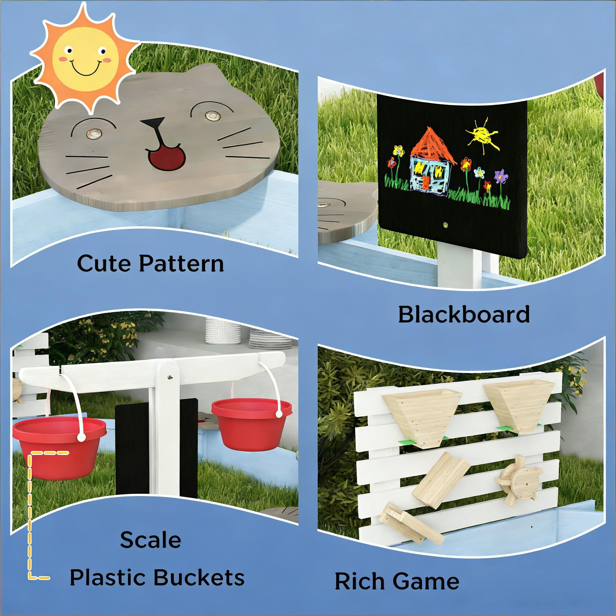 Toddler Kid Wooden Sandbox