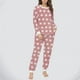 thumbnail image 5 of Conjunto de top y pantalón largo de poliéster con cuello redondo y manga larga para mujer, 5 of 6