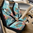 thumbnail image 2 of Xoenoiee Turtle Starfish Hibiscus Flower Print 5-Piece PU Leather Car Seat Covers Set with Seat Belt Pads & Center Console Cover, Universal Fit for SUV, Truck, Sedan, Van, 2 of 7