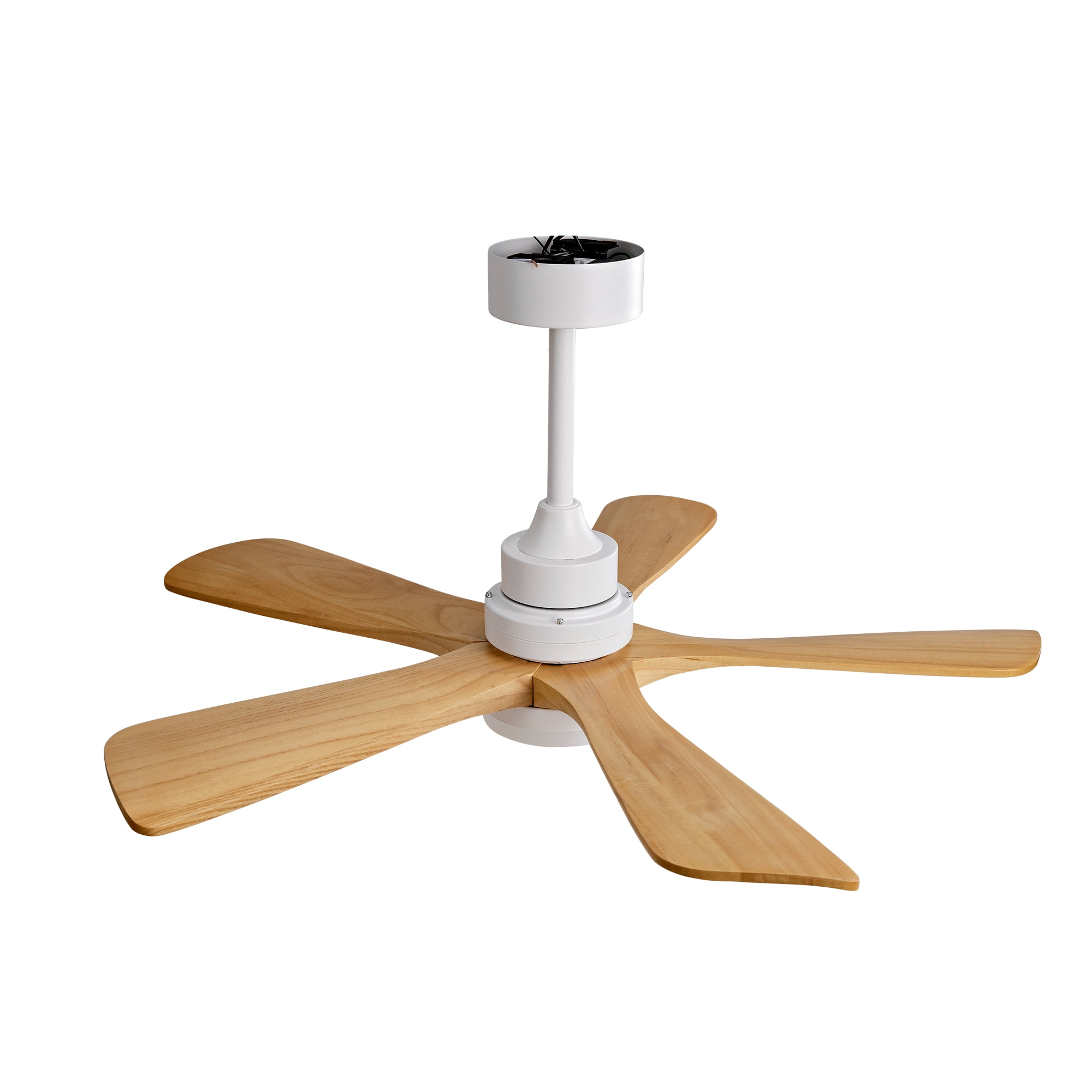 Modern 42 inch Oak Ceiling Fan with Light & Remote, Solid Wood