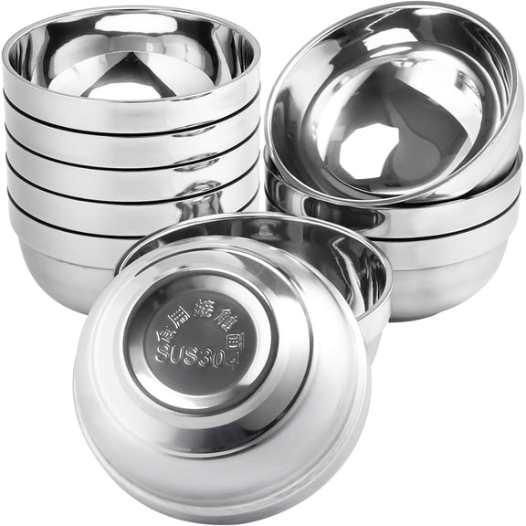 10 Pack Stainless Steel Bowls,5 Inch Double Walled Insulated Soup Bowls,15 Oz Snacks Bowl,Metal Mixing Bowl,Lightweight Serving Dishes For Sauces,Rice,Noodle,Ice Cream