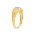 thumbnail image 3 of 14kt Yellow Gold Mens Round Diamond Matte Cluster Ring .02 Cttw, 3 of 4