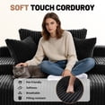 thumbnail image 5 of 66 Inch Chaise Lounge Chair for Indoor Use, Oversized Corduroy Upholstered Boneless Sofa Bed, Deep Seat Sleeper Couch, No Assembly Required，800lb Support black, 5 of 9