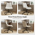 thumbnail image 4 of Genpo Desk Chair, Armless Desk Chair with Wheels, White PU Leather Small Computer Desk Chairs for Small Place Home Bedroom Vanity Makeup, 4 of 6