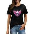thumbnail image 4 of Women's Morbid Floral Skull Tee - Vintage Sugar Skull Graphic T-Shirt | Plus Size Loose Fit Gothic Tops for Women & Teens, 4 of 4