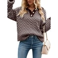 thumbnail image 3 of Arvbitana Women Stripe Knit Sweater Turn-Down Collar Buttons Pullovers Long Sleeve Loose Jumpers Fall Casual Streetwear Tops, 3 of 7
