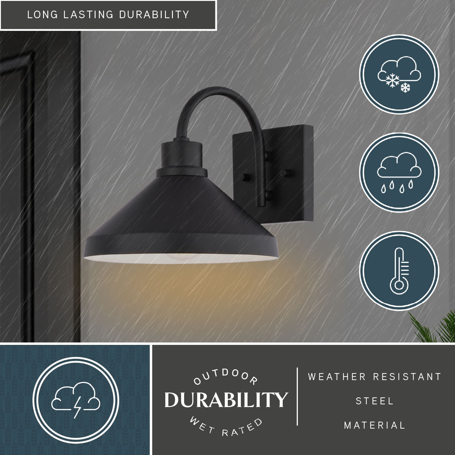 VAXCEL Highland Park Matte Black White Outdoor Wall Sconce Light, LED Compatible