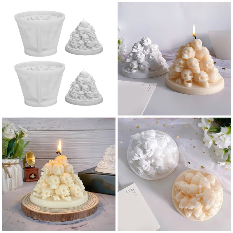 Zecic 2x/Set Silicones Mould Skulls Candle Molds Ornament Handmade Casting Mould Scented Candle Molds Craft Supplies