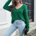 thumbnail image 6 of Ashirexll Pullover Sweaters for Women Winter Sweaters Fashion Solid Color Long Sleeve Hollow V-Neck Casual Fall Knitted Sweater Tops, 6 of 7