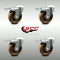 thumbnail image 2 of 4 Inch SS High Temp Phenolic Swivel Bolt Hole Caster Set with Total Lock Brake, 2 of 2