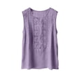 thumbnail image 2 of Womens Tops Sleeveless Cotton Linen Lightweight Summer Tanks,Purple,Size L, 2 of 7