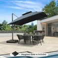 thumbnail image 6 of PURPLE LEAF Outdoor Cantilever Umbrellas with Base Square Large Patio Umbrella Offset Umbrella with 360°Rotation Tilting And Hanging Double Top, 10FT,Grey, 6 of 14
