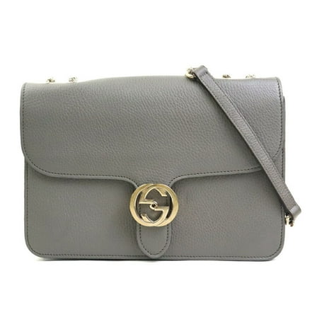 Pre-Owned GUCCI Shoulder Bag Interlocking G Leather Grey Gold Women's 510303 e60572a (Good)