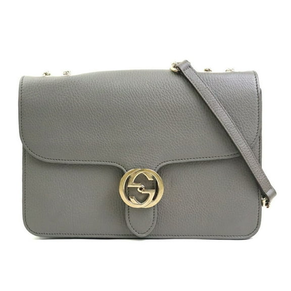 Pre-Owned GUCCI Shoulder Bag Interlocking G Leather Grey Gold Women's 510303 e60572a (Good)
