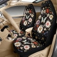 thumbnail image 3 of Xixirimido Leather Seat Cover Front Seats Only, Universal Fit Auto Front Seat Covers for Sedan Van SUV Truck 5 Pcs Set with Seatbelt Covers & Center Console Cover, Butterfly Daisy Flowers Moon, 3 of 8