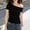 Black, variant on Women's One Shoulder Shirts, Fashion Short Sleeve Slim Fits Casual Blouse Street Wear Fashion Tops
