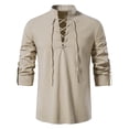 thumbnail image 1 of Camisa de Lino Y Algodón Para Hombre de Primavera Y Verano, Camisa Informal de Manga Larga Con Cuello Levantado Odeerbi  ODB-6, 1 of 9