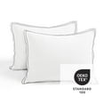 thumbnail image 4 of Lush Decor Hampton Double Flange Embroidered Contrast Edge Cotton Comforter Set, 3 Piece Set, King, White & Black - Hotel Bedding Set - Black Trim - White Comforter - Minimalist Decor, 4 of 6