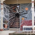 thumbnail image 2 of Decoraciones de Halloween: telaraña triangular gigante de 16 pies/5 m y accesorio de araña de pelo falso, 2 of 3
