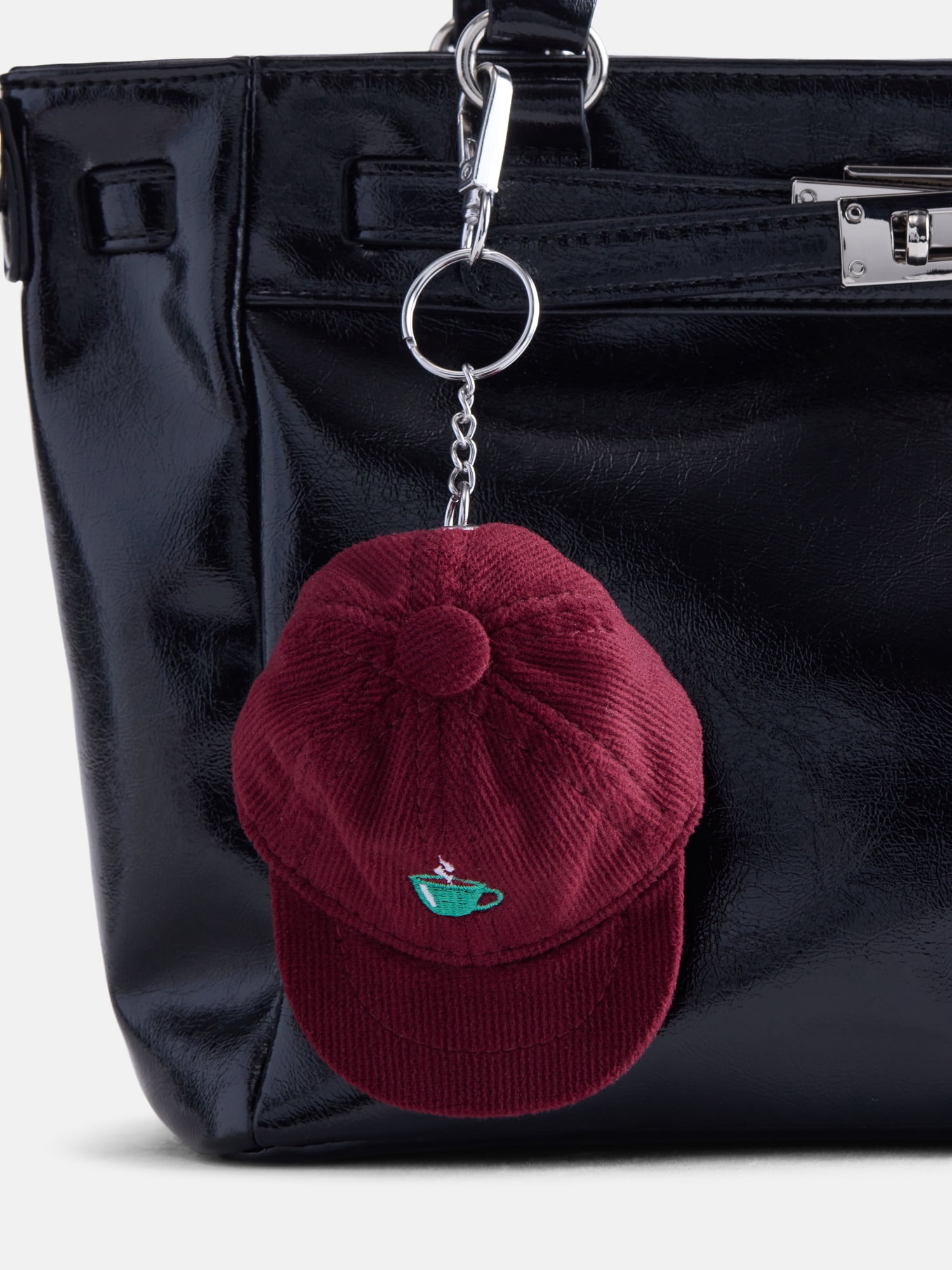 Free Assembly Women's Corduroy Bag Charm, Maroon