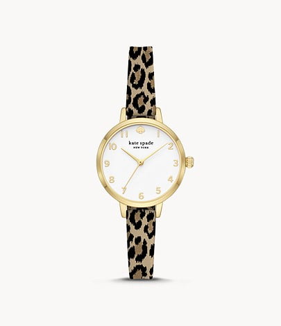 Kate Spade Metro three-hand leopard-print silicone watch Brand New -  
