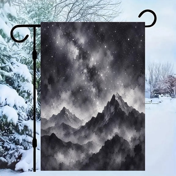 RKSupls Linen Double Sided Garden Flag, Mountain Range Under Starlight Yard Flag Durable Wrinkle-Proof Outdoor Decor for Garden Lawn Patio and Holiday Gift