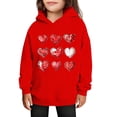 thumbnail image 3 of yoeyez Girls Valentine Hoodies Heart Print Long Sleeve Sweatshirt Casual Holiday Outfit Cute Valentine's Clothing for Kids Red,11 Years, 3 of 6