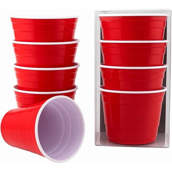 Red Cup Living 5oz Reusable Tumbler Set of 4 – Unbreakable Plastic Christmas, Holiday & Thanksgiving Party Cups, Shot Glasses
