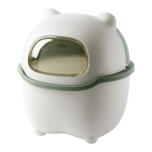 Trash Can Cartoon Bear Large Capacity Wide Opening Anti-slip with Lid Dust Case Flip Cover Mini Desktop Garbage Storage Bin Home Improvement