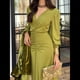 thumbnail image 4 of Vestidos de Cóctel de Sirena para Otoño e Invierno para Mujer, Larga, Escote en V, Ajustados, Maxivestido Fruncido en la Cintura. Amarillo-Verde XL, 4 of 9